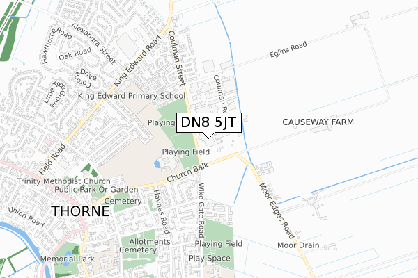 DN8 5JT map - small scale - OS Open Zoomstack (Ordnance Survey)