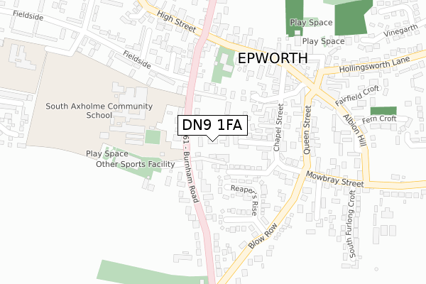 DN9 1FA map - large scale - OS Open Zoomstack (Ordnance Survey)