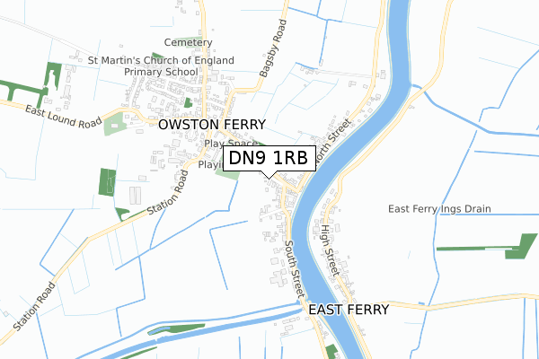 DN9 1RB map - small scale - OS Open Zoomstack (Ordnance Survey)