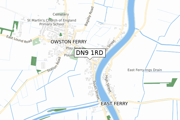 DN9 1RD map - small scale - OS Open Zoomstack (Ordnance Survey)