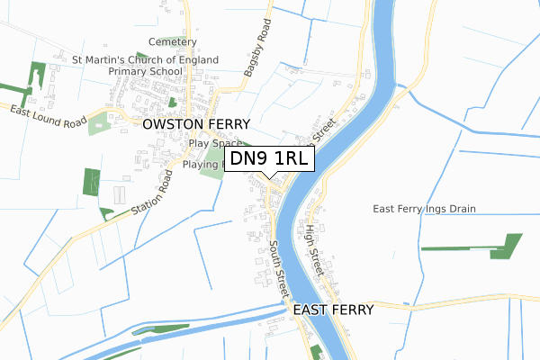 DN9 1RL map - small scale - OS Open Zoomstack (Ordnance Survey)