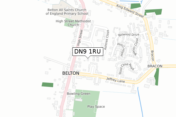 DN9 1RU map - large scale - OS Open Zoomstack (Ordnance Survey)
