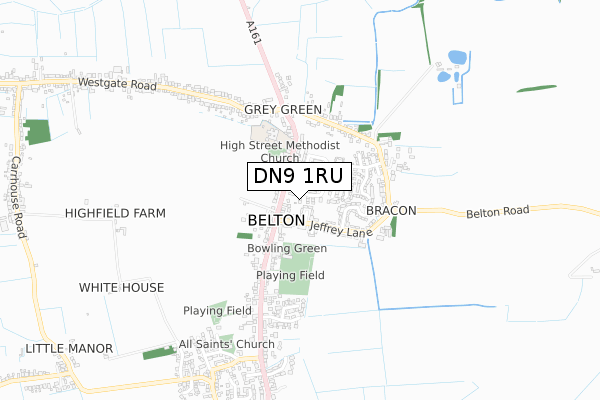 DN9 1RU map - small scale - OS Open Zoomstack (Ordnance Survey)