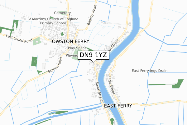 DN9 1YZ map - small scale - OS Open Zoomstack (Ordnance Survey) DN9 1YZ map - small scale - OS Open Zoomstack (Ordnance Survey)