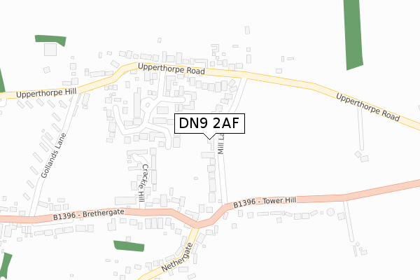 DN9 2AF map - large scale - OS Open Zoomstack (Ordnance Survey)