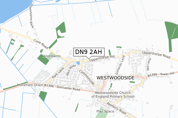 DN9 2AH map - small scale - OS Open Zoomstack (Ordnance Survey)