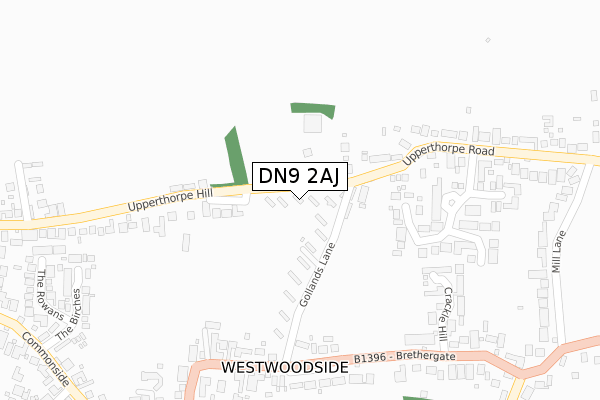 DN9 2AJ map - large scale - OS Open Zoomstack (Ordnance Survey)