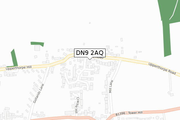 DN9 2AQ map - large scale - OS Open Zoomstack (Ordnance Survey)