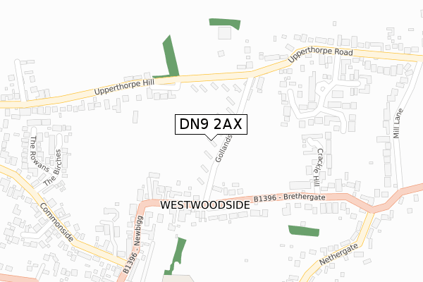 DN9 2AX map - large scale - OS Open Zoomstack (Ordnance Survey)