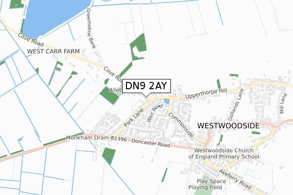 DN9 2AY map - small scale - OS Open Zoomstack (Ordnance Survey)