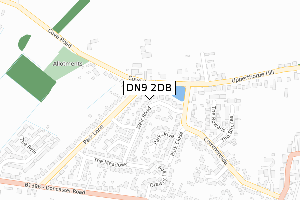 DN9 2DB map - large scale - OS Open Zoomstack (Ordnance Survey)
