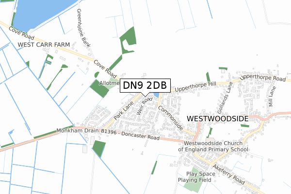DN9 2DB map - small scale - OS Open Zoomstack (Ordnance Survey)