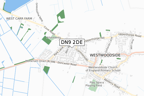DN9 2DE map - small scale - OS Open Zoomstack (Ordnance Survey)