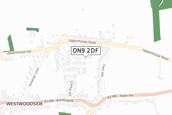 DN9 2DF map - large scale - OS Open Zoomstack (Ordnance Survey)