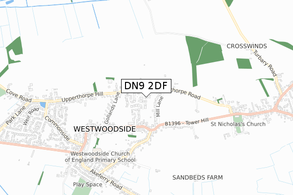DN9 2DF map - small scale - OS Open Zoomstack (Ordnance Survey)