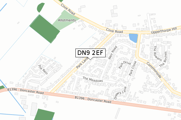 DN9 2EF map - large scale - OS Open Zoomstack (Ordnance Survey)