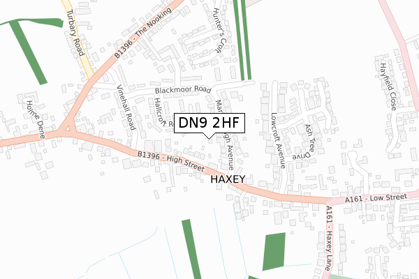 DN9 2HF map - large scale - OS Open Zoomstack (Ordnance Survey)