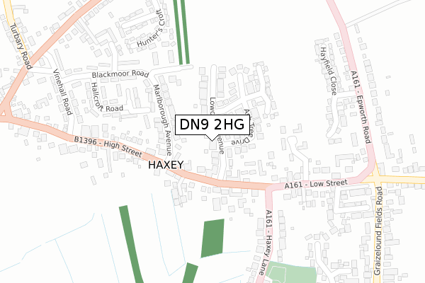 DN9 2HG map - large scale - OS Open Zoomstack (Ordnance Survey)