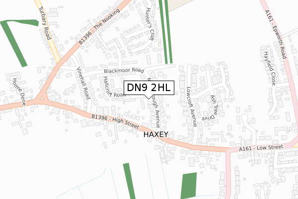 DN9 2HL map - large scale - OS Open Zoomstack (Ordnance Survey)