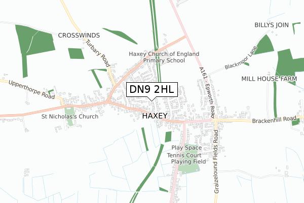 DN9 2HL map - small scale - OS Open Zoomstack (Ordnance Survey)