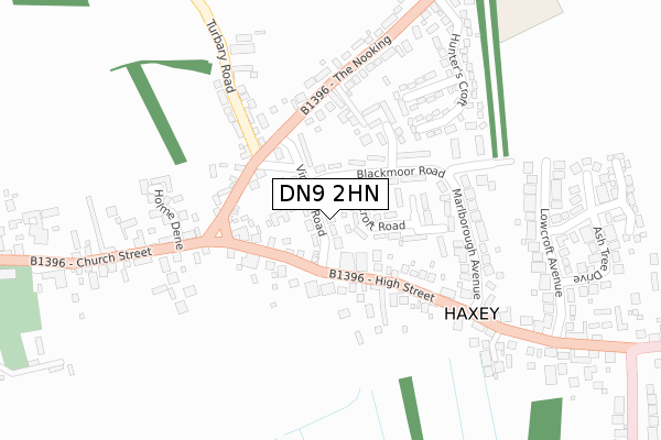 DN9 2HN map - large scale - OS Open Zoomstack (Ordnance Survey)