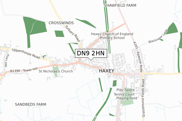 DN9 2HN map - small scale - OS Open Zoomstack (Ordnance Survey)