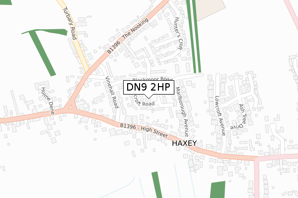 DN9 2HP map - large scale - OS Open Zoomstack (Ordnance Survey)