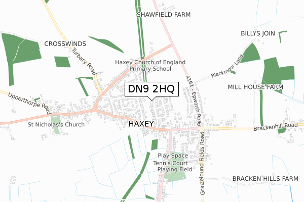 DN9 2HQ map - small scale - OS Open Zoomstack (Ordnance Survey)