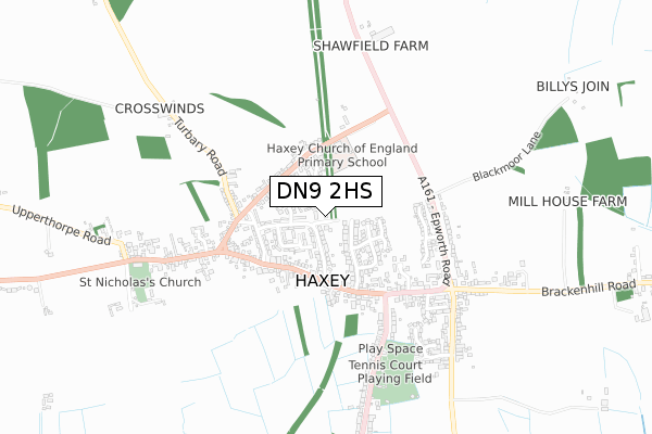 DN9 2HS map - small scale - OS Open Zoomstack (Ordnance Survey)