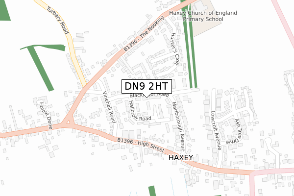 DN9 2HT map - large scale - OS Open Zoomstack (Ordnance Survey)