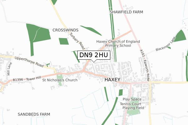 DN9 2HU map - small scale - OS Open Zoomstack (Ordnance Survey)