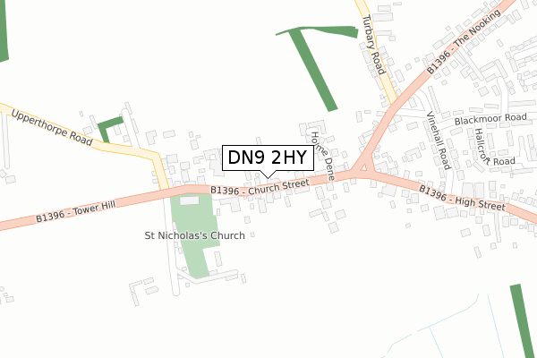 DN9 2HY map - large scale - OS Open Zoomstack (Ordnance Survey)