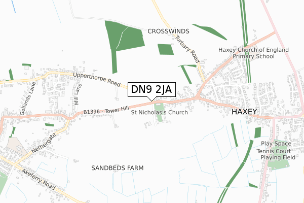 DN9 2JA map - small scale - OS Open Zoomstack (Ordnance Survey)