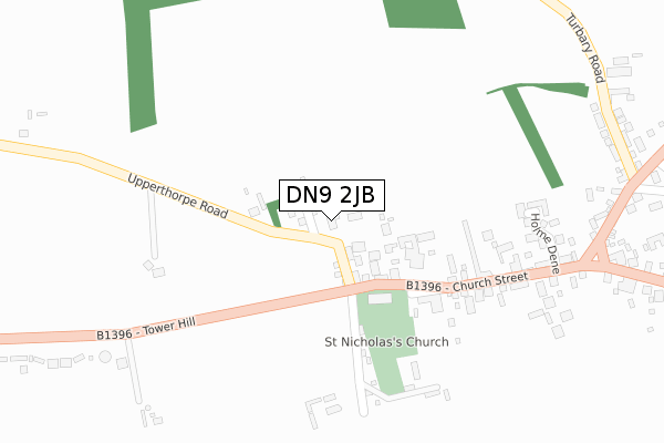DN9 2JB map - large scale - OS Open Zoomstack (Ordnance Survey)