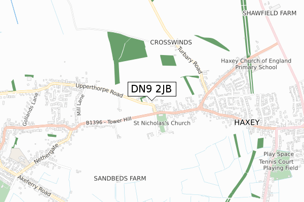 DN9 2JB map - small scale - OS Open Zoomstack (Ordnance Survey)