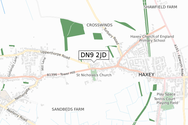 DN9 2JD map - small scale - OS Open Zoomstack (Ordnance Survey)