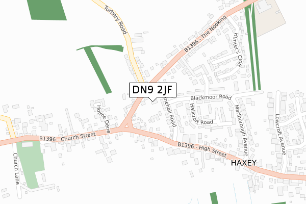 DN9 2JF map - large scale - OS Open Zoomstack (Ordnance Survey)