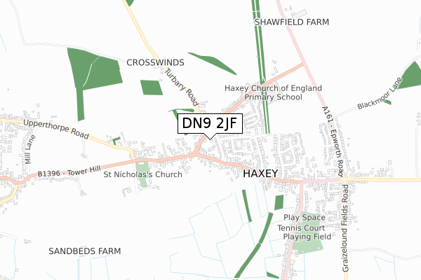 DN9 2JF map - small scale - OS Open Zoomstack (Ordnance Survey)