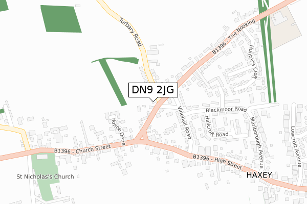 DN9 2JG map - large scale - OS Open Zoomstack (Ordnance Survey)