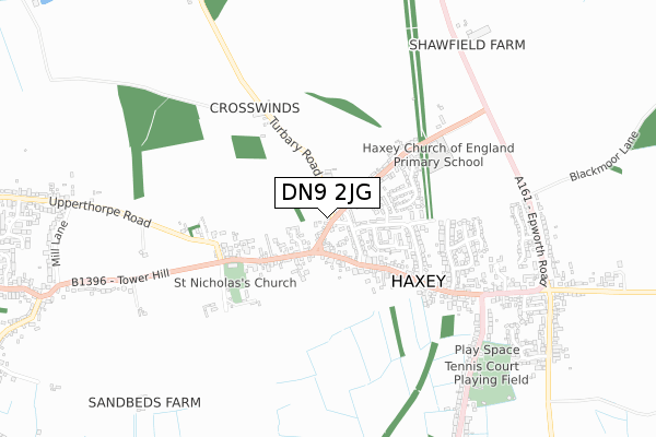 DN9 2JG map - small scale - OS Open Zoomstack (Ordnance Survey)