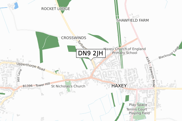 DN9 2JH map - small scale - OS Open Zoomstack (Ordnance Survey)