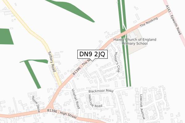 DN9 2JQ map - large scale - OS Open Zoomstack (Ordnance Survey)