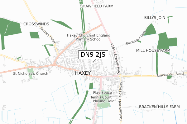 DN9 2JS map - small scale - OS Open Zoomstack (Ordnance Survey)
