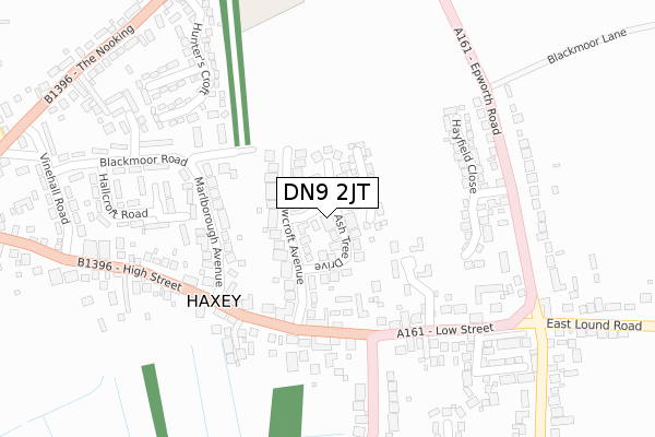 DN9 2JT map - large scale - OS Open Zoomstack (Ordnance Survey)