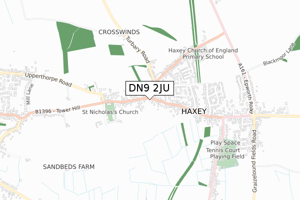 DN9 2JU map - small scale - OS Open Zoomstack (Ordnance Survey)