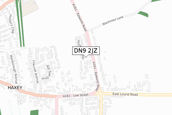 DN9 2JZ map - large scale - OS Open Zoomstack (Ordnance Survey)