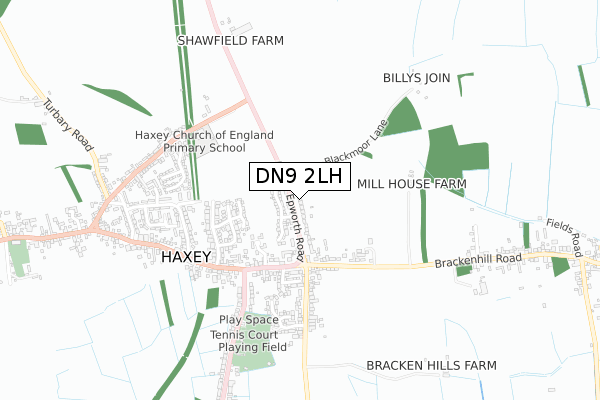 DN9 2LH map - small scale - OS Open Zoomstack (Ordnance Survey)