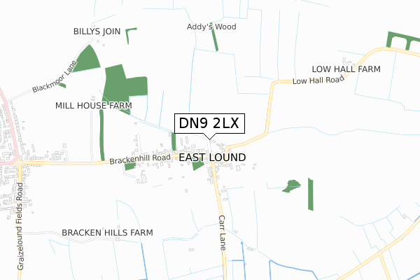 DN9 2LX map - small scale - OS Open Zoomstack (Ordnance Survey)