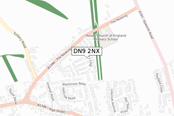 DN9 2NX map - large scale - OS Open Zoomstack (Ordnance Survey)