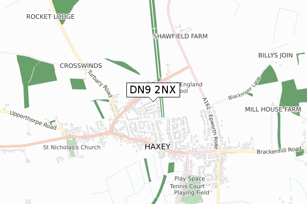 DN9 2NX map - small scale - OS Open Zoomstack (Ordnance Survey)